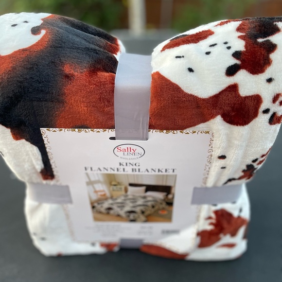 New king size soft Flannel Blanket Cow print Black Brown White Galloway cattle - Picture 5 of 6